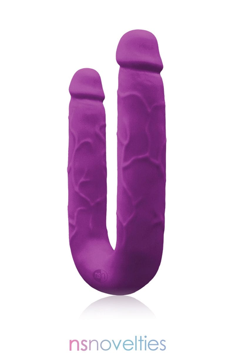 Dong réaliste double pénétration en silicone violet 15.5cm et 14cm insérables - NS Novelties