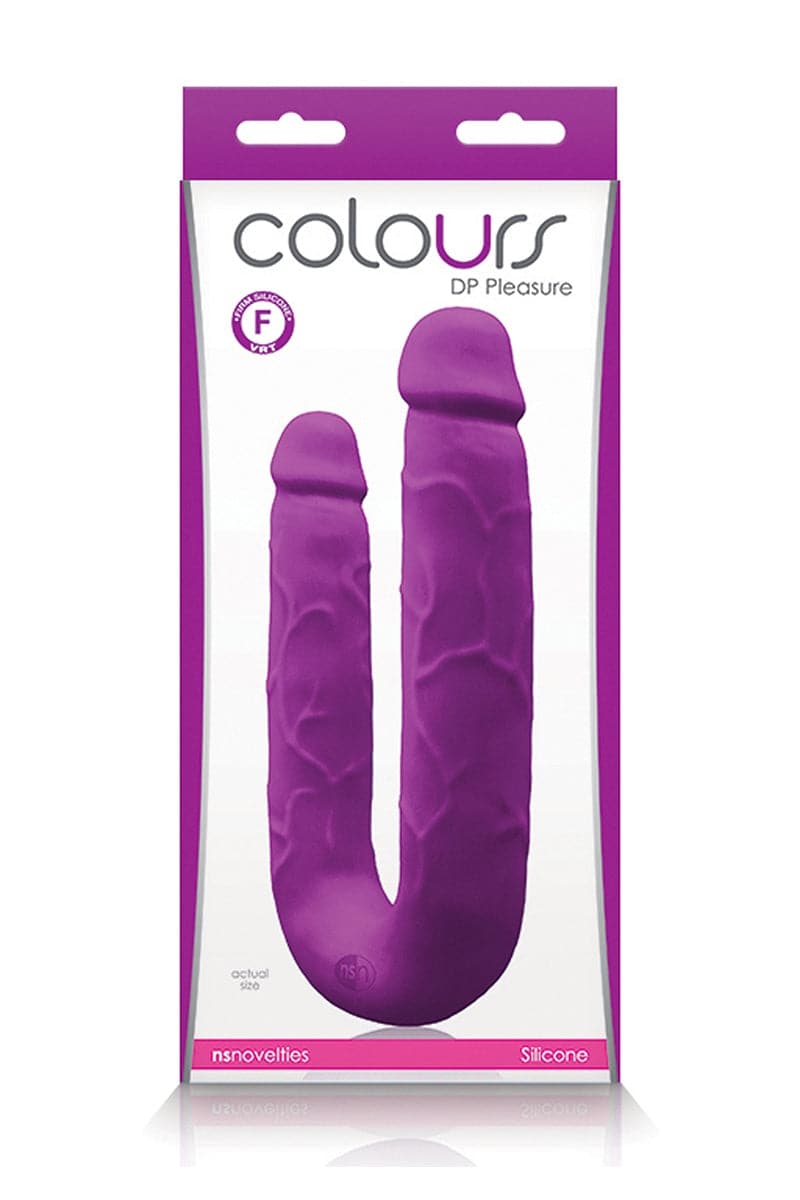 Dong réaliste double pénétration en silicone violet 15.5cm et 14cm insérables - NS Novelties