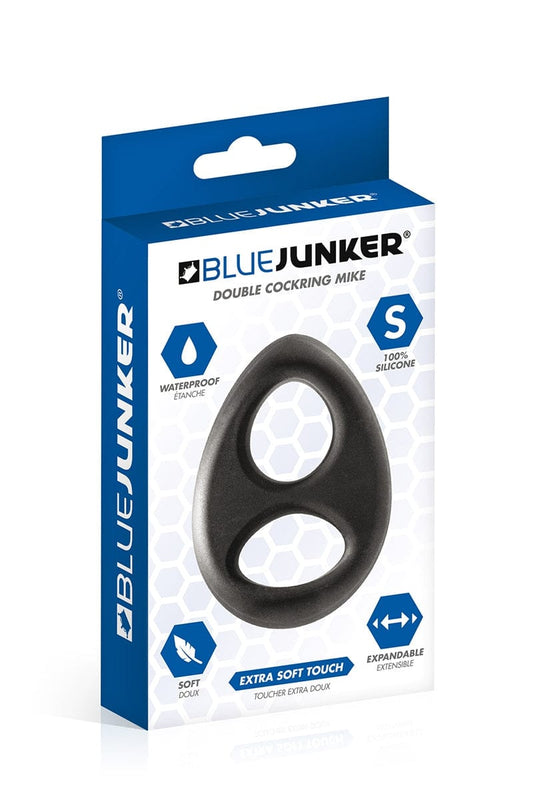 Double anneau de pénis ovale en silicone extensible 6,5cm - Blue Junker