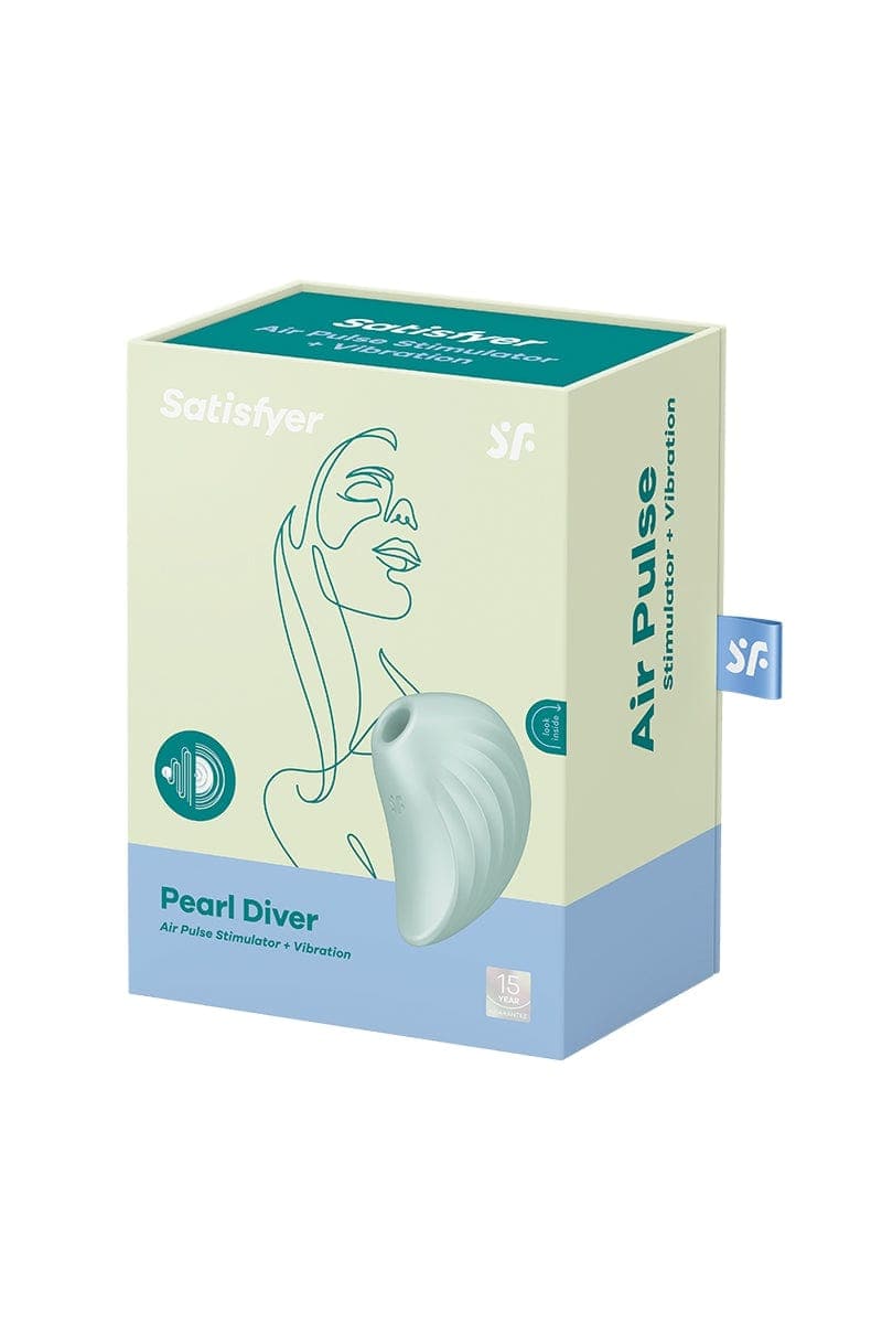Double stimulateur clitoris rechargeable et étanche Pearl Diver menthe - Satisfyer