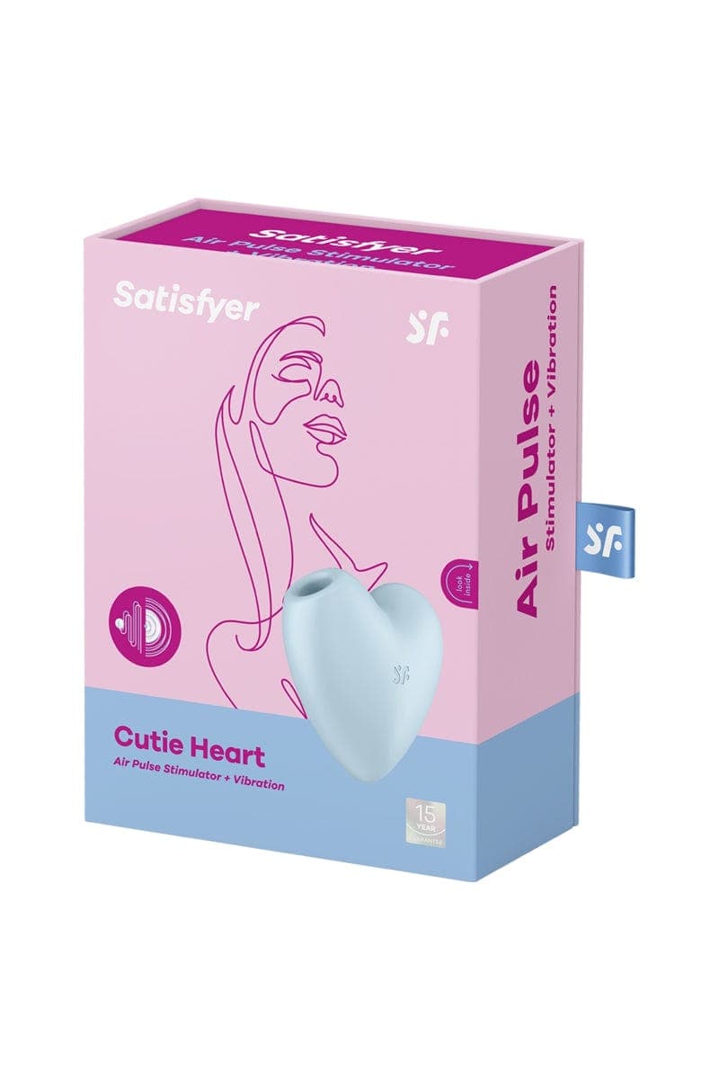 Double stimulateur féminin bleu coeur Cutie Heart 12 modes de vibration - Satisfyer