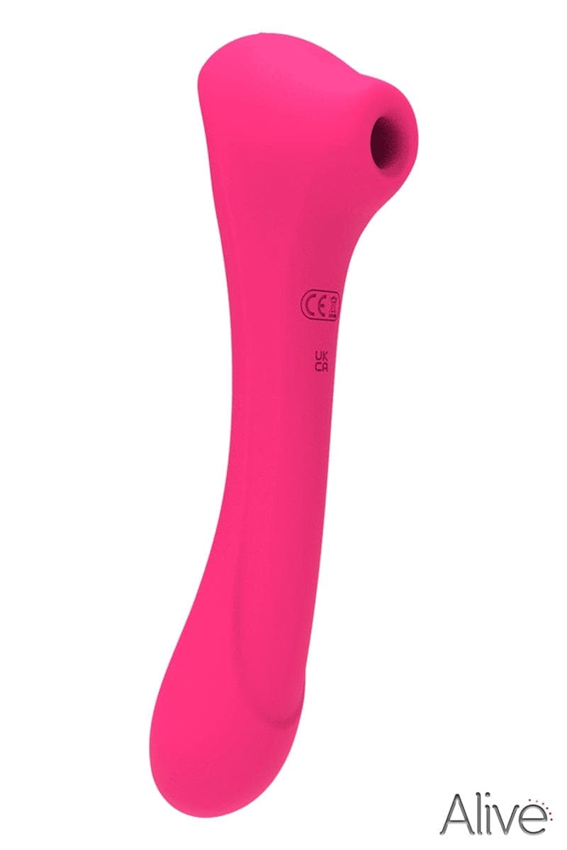 Double stimulateur féminin succion et vibration Quiver rose 20cm - Alive