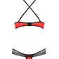 Ensemble coquin 2 pièces bikini en dentelle noir et tissu rouge - Passion