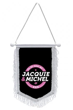 Fanion à franges J&M 10x15 cm noir satiné - Jacquie & Michel
