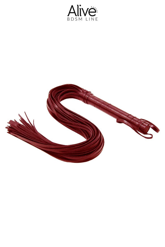 Fouet rouge bdsm 40 lanières simili cuir accessoire sm - Alive