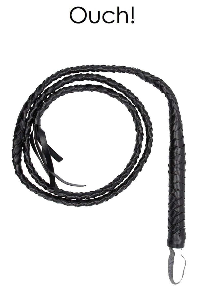 Fouet SM en cuir tressé Twisted Whip pour punition en couple 194cm - Ouch!