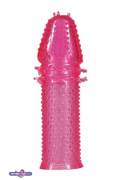 Gaine de pénis ou gode stimulante en silicone extensible rose 14cm - Seven Création