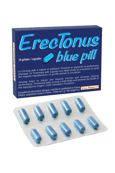 Gélules aphrodisiaques naturelles Erectonus Blue Pills (x10 gélules) - Vital Perfect