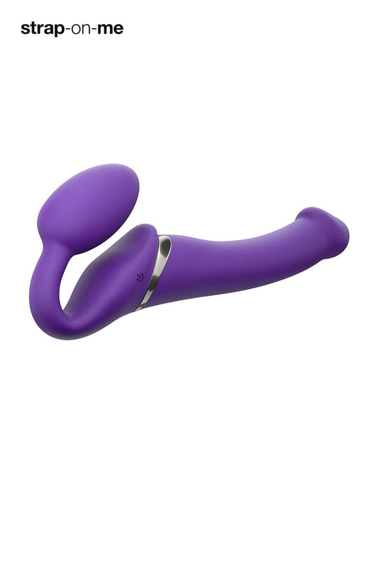 Gode ceinture anatomique vibrant double stimulation violet M - Strap-on-me