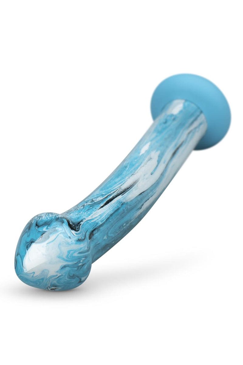 Gode en verre design courbé bleu Ocean Ripple - Gildo