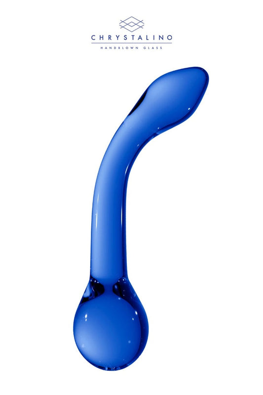 Gode en verre incurvé bleu incassable 18,3 x 3,8 cm G-Rider - Chrystalino