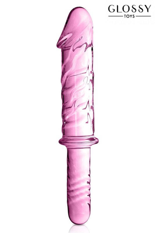 Gode en verre transparent rose 28,5. x 5,5 cm max n°12 Pink - Glossy Toys