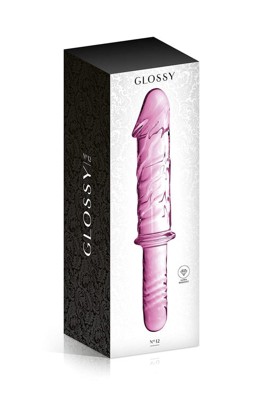 Gode en verre transparent rose 28,5. x 5,5 cm max n°12 Pink - Glossy Toys