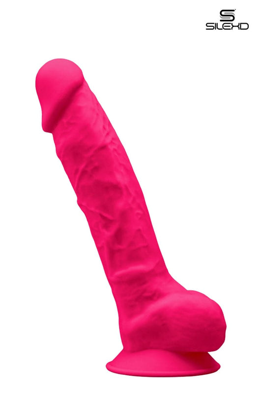 Gode hyper réaliste avec testicules double densité rose 20 cm - SilexD