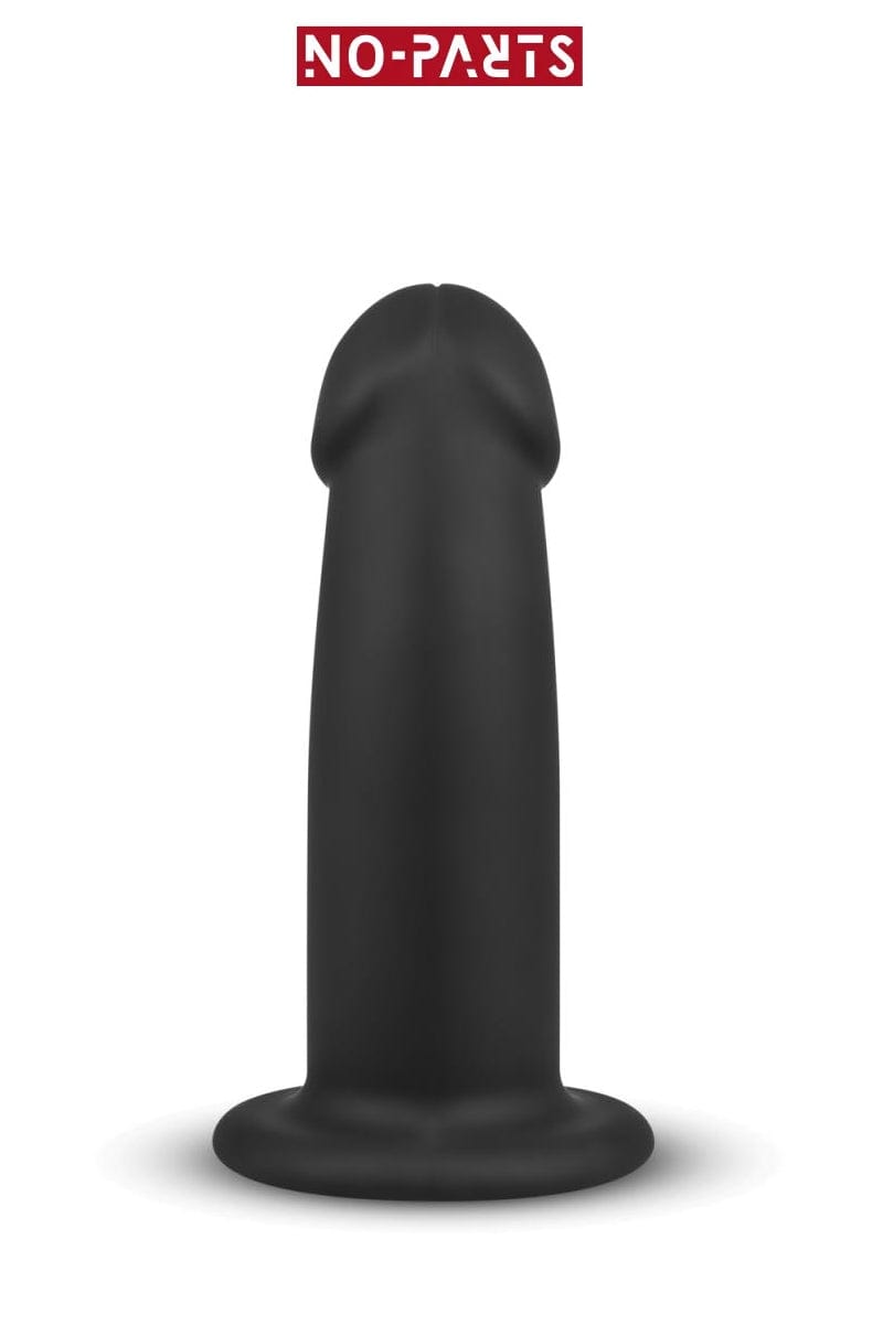 Gode incurvé avec ventouse semi-réaliste en silicone noir lisse Charlie 14,5 cm - No-Parts