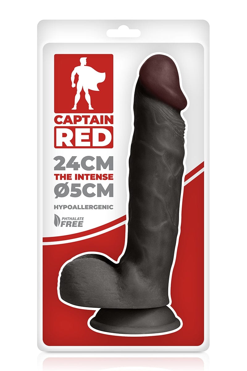Gode réaliste XXL avec testicules The Intense Black 24 x 5 cm - Captain Red