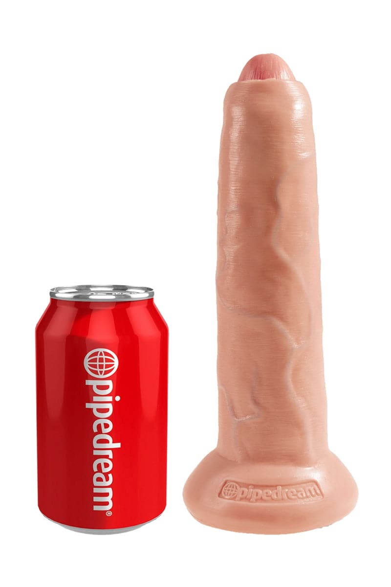 Gode taille XL pour initiés 23,5 cm avec prépuce réaliste couleur chair KingCock - Pipedream