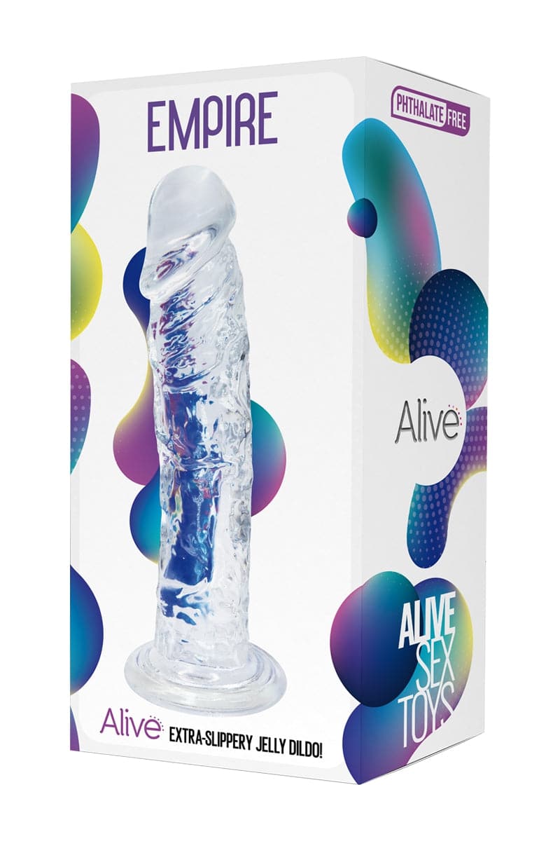 Gode ventouse réaliste en jelly glissant transparent Empire 19cm - Alive
