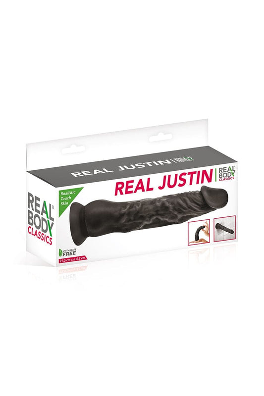 Gode XL réaliste verge de 21cm noire veineuse et flexible - Real Justin