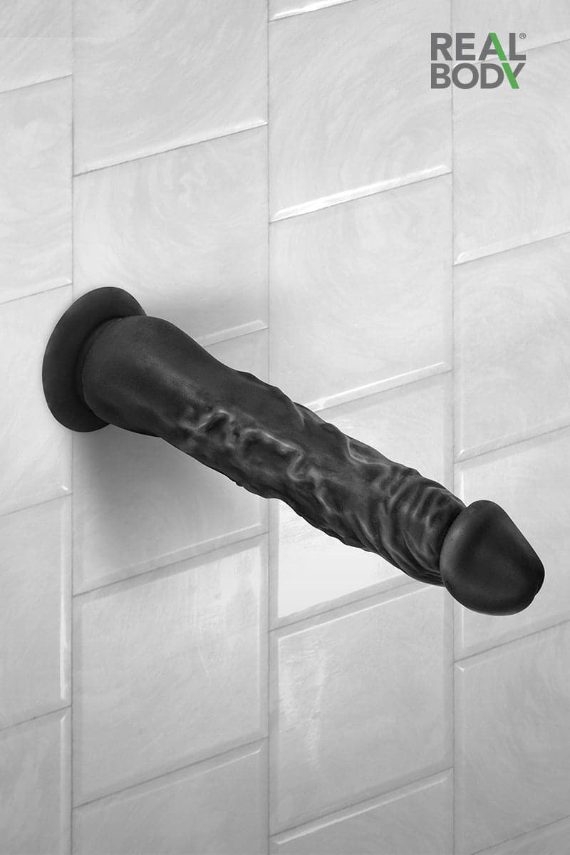 Gode XL réaliste verge de 21cm noire veineuse et flexible - Real Justin