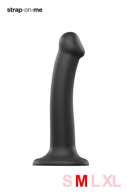 Godemiché silicone noir dual-density noir taille M 18cm - Strap-On-Me