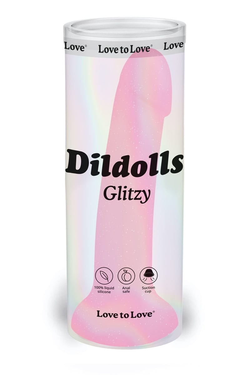 Godemichet rose courbé en silicone Dildolls Glitzy 14cm - Love to Love