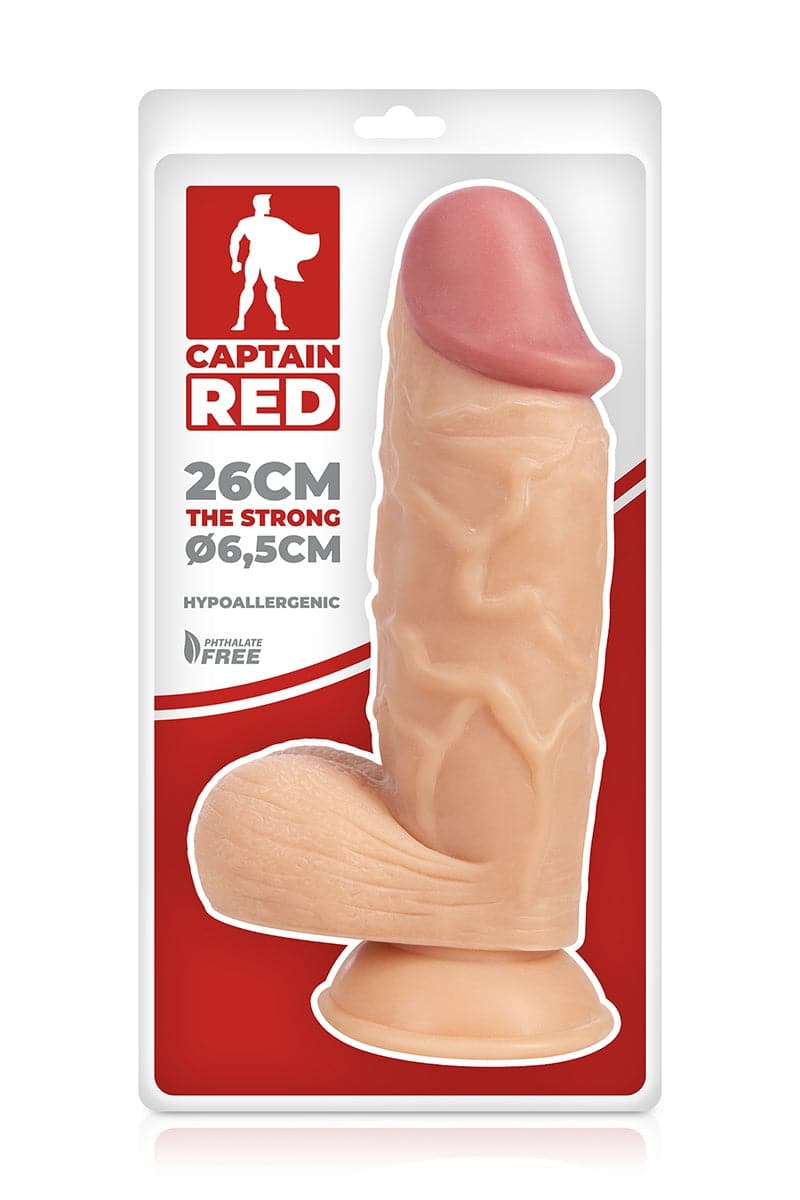Gros gode Taille XXL réaliste avec testicules 26 x 6,5 cm The Strong - Captain Red