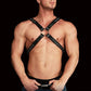 Harnais de bondage réglable en cuir noir et métal pour homme BDSM Adonis - Ouch!