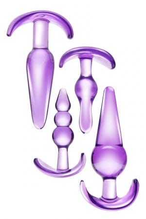 Kit 4 plug anal PVC couleur lilas spécial pour pratique débutante - Zahara