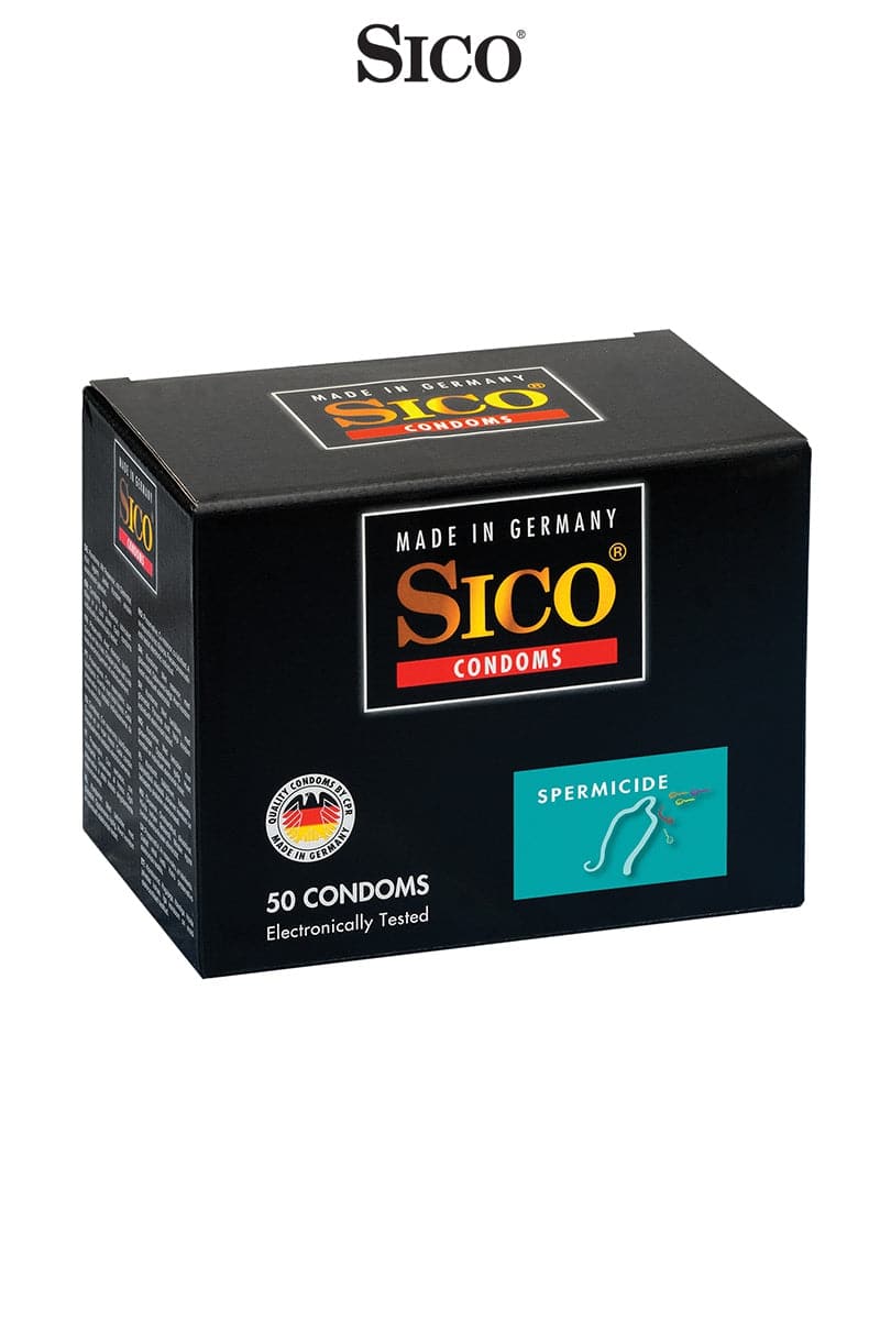 Kit 50 préservatifs lisses et lubrifiés avec traitement spermicides - Sico
