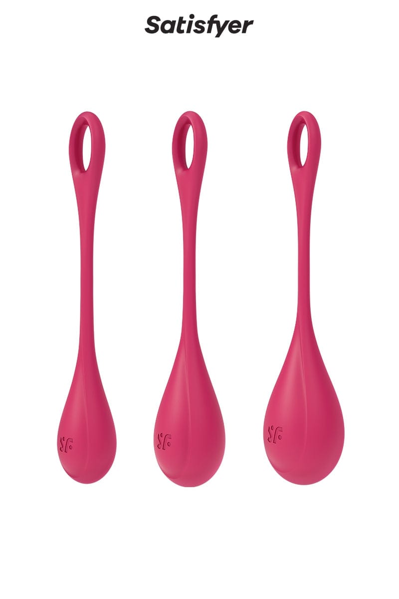 Kit d'entrainement pelvien 3 pièces Yoni Power 1 rouge 22 à 74g - Satisfyer