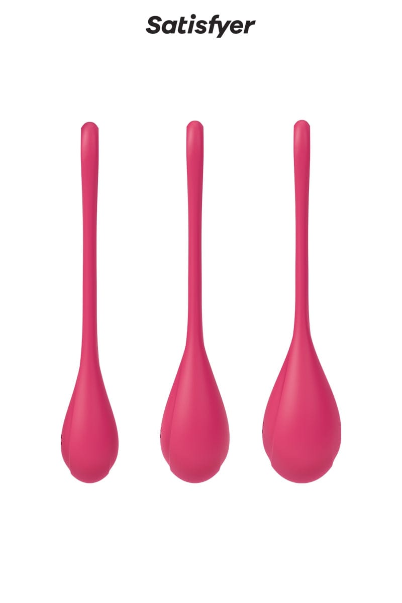 Kit d'entrainement pelvien 3 pièces Yoni Power 1 rouge 22 à 74g - Satisfyer