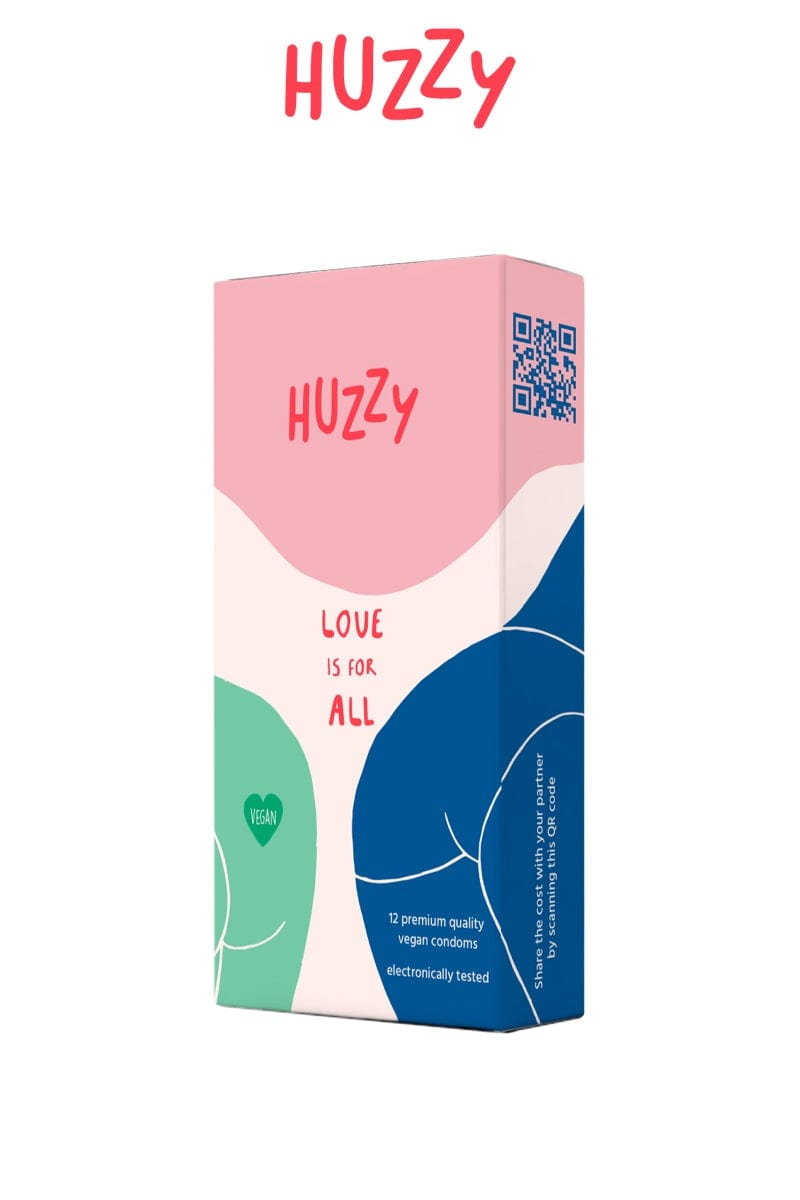 Lot de 12 préservatifs en latex lubrifié surface lisse 100% vegan - Huzzy
