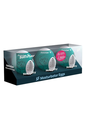 Lot de 3 masturbateurs pour homme Eggs Naughty 7 x 5 cm - Satisfyer