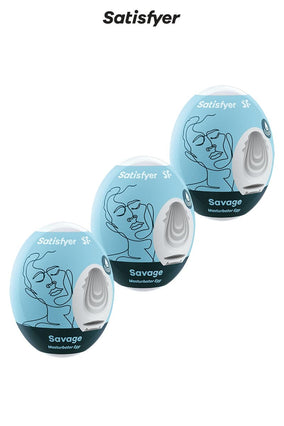 Lot de 3 masturbateurs pour hommes Eggs Savage 7 x 5 cm - Satisfyer