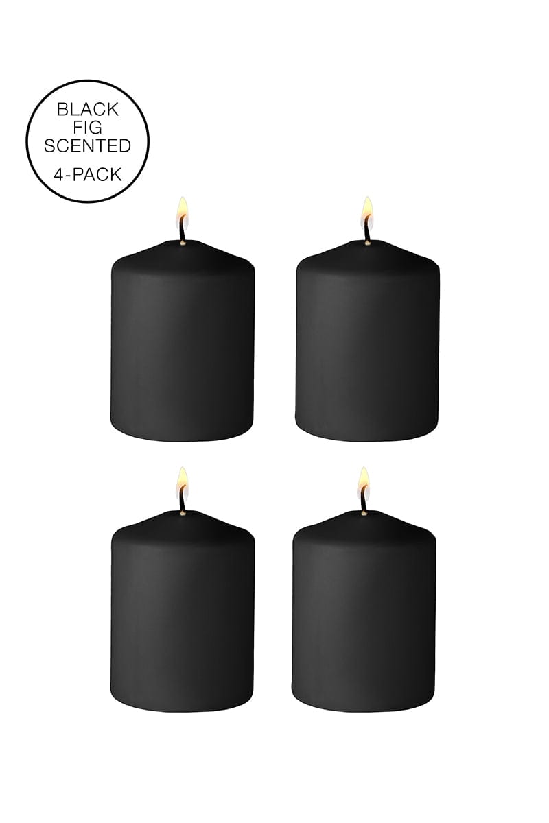 Lot de 4 bougies noires basse température SM parfum Indocile - Ouch!