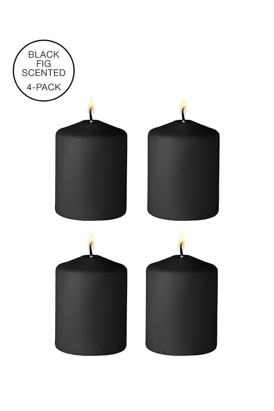 Lot de 4 bougies noires basse température SM parfum Indocile - Ouch!