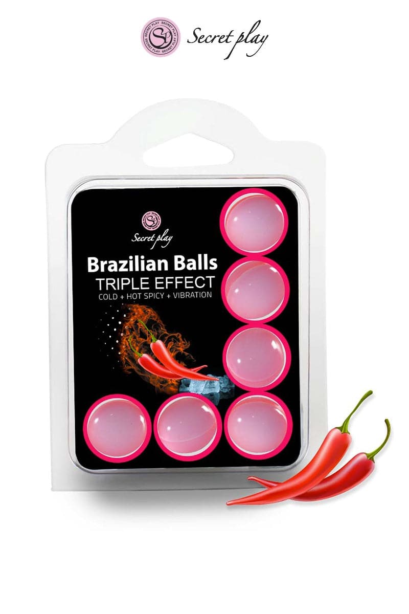 Lot de 6 Brazilian Balls triple effet lubrifiant à base d'huile - Secret Play