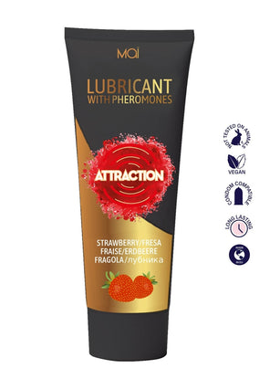 Lubrifiant parfumé fraise aux phéromones à base d'eau 10 cl - Attraction