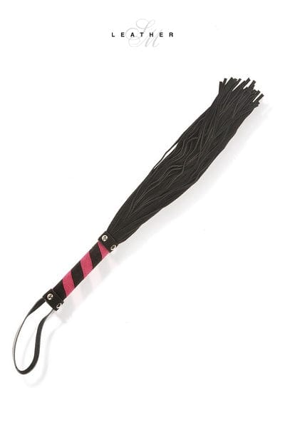 Martinet 44 lanières en cuir poignet bicolore noir et rose - Leather SM