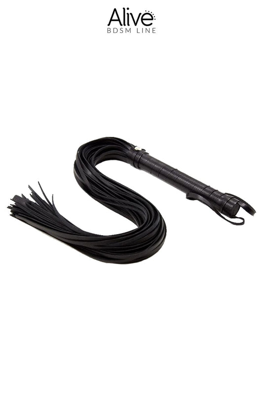 Martinet fouet en simili cuir 40 lanières noir accessoire bdsm - Alive