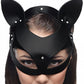 Masque de chat sexy en cuir noir avec strass Bad Kitten jeux de rôle BDSM en couple - MasterSeries