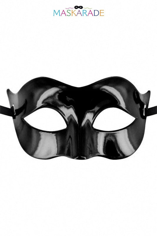 Masque libertin loup rigide noir laqué taille unique Solomon - Maskarade