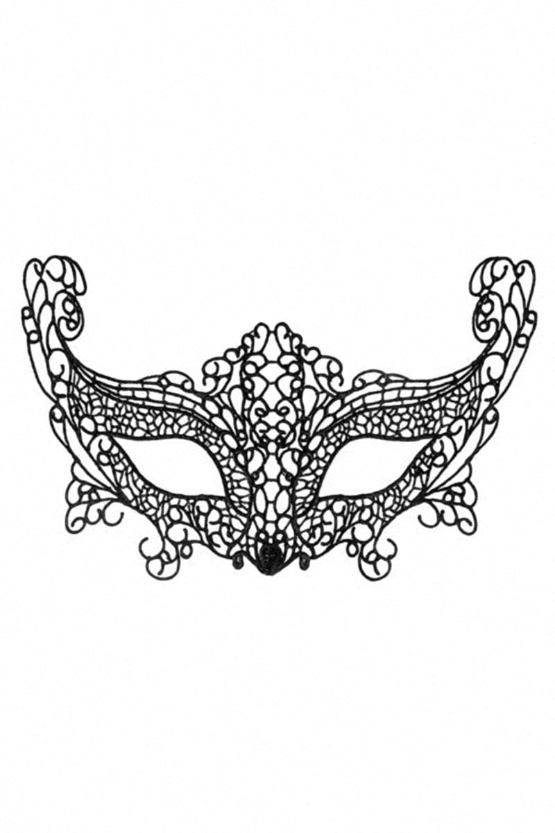 Masque loup sexy en dentelle guipure souple noir La Muette - Maskarade