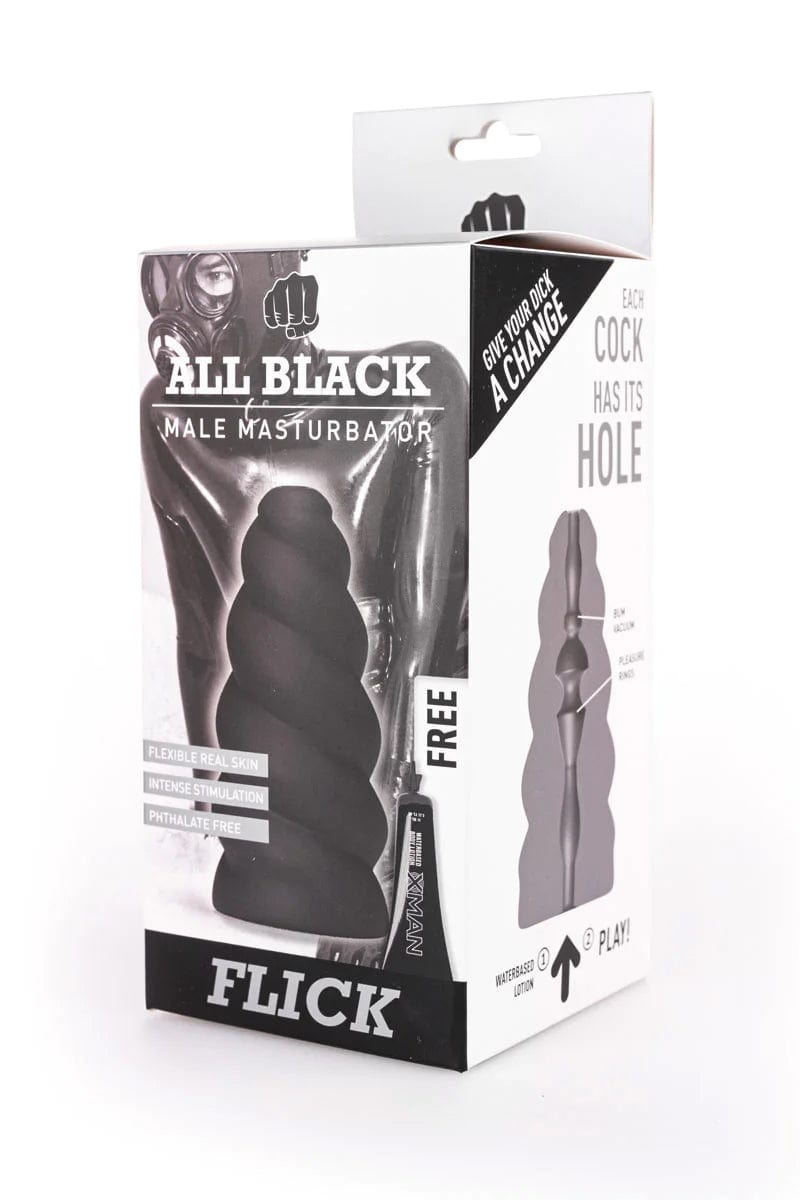 Masturbateur masculin extensible noir Flick - All Black