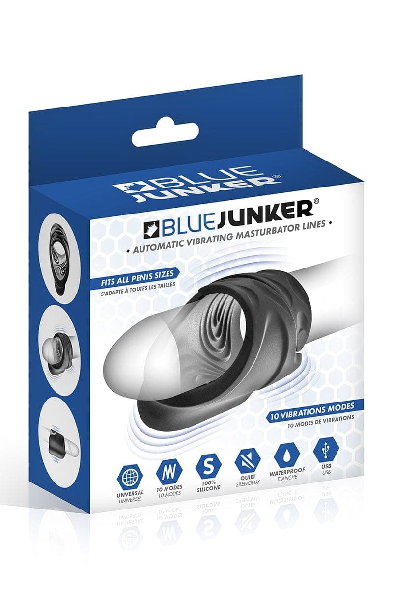 Masturbateur vibrant automatique avec stries en silicone flexible sensation intense  - Blue Junker