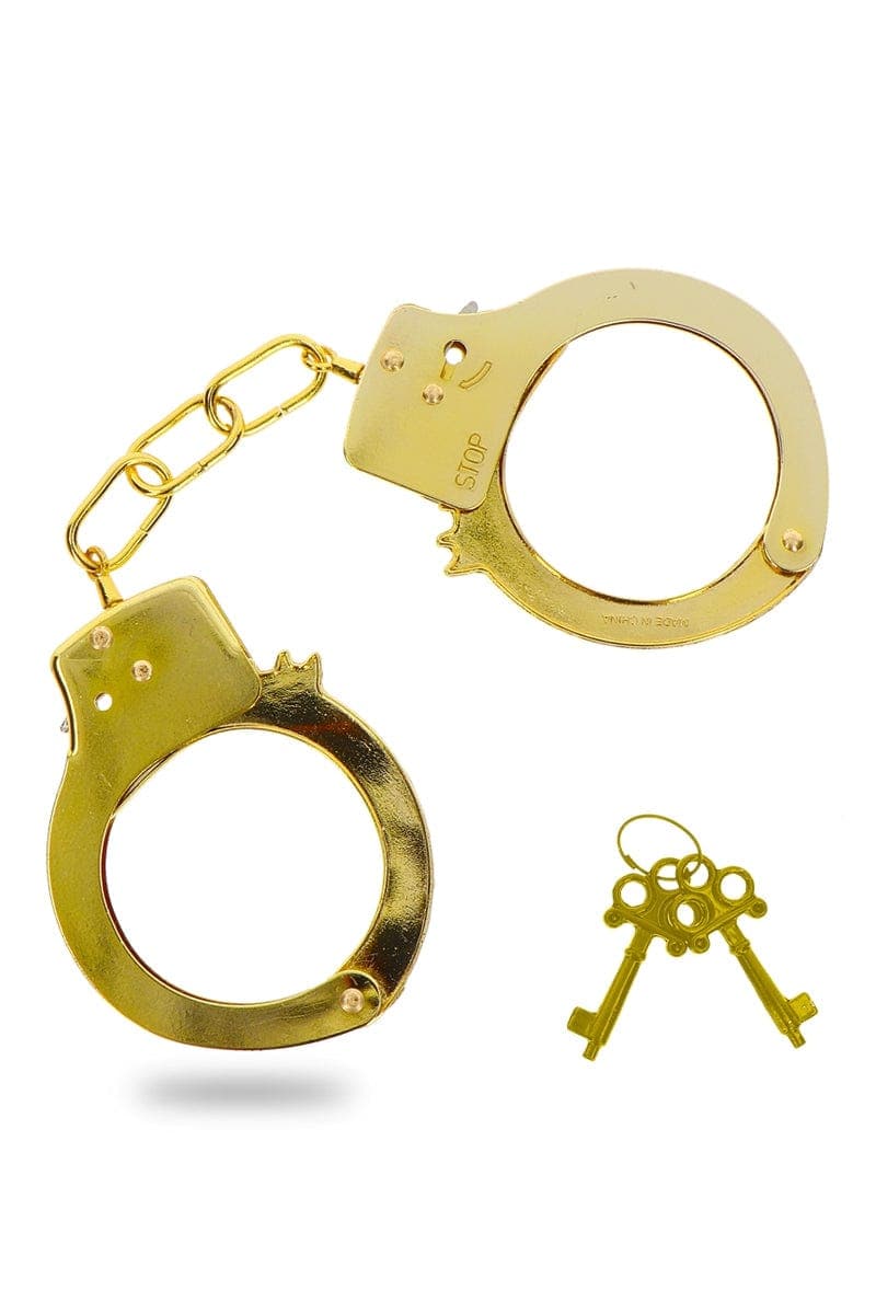 Menottes en métal doré pour jeu bondage réglables + 2 clés fournies - Toy Joy