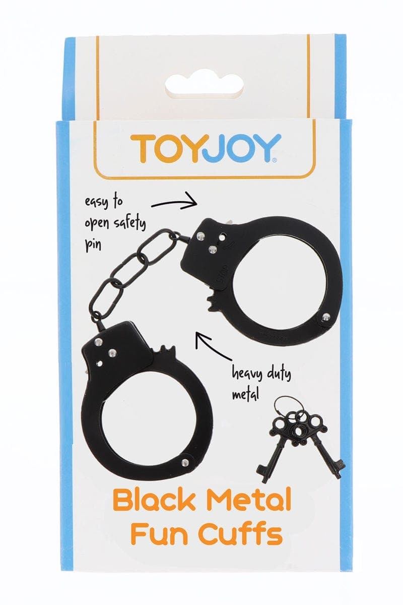 Menottes en métal noir réglables jeu bdsm + 2 clés fournies - Toy Joy