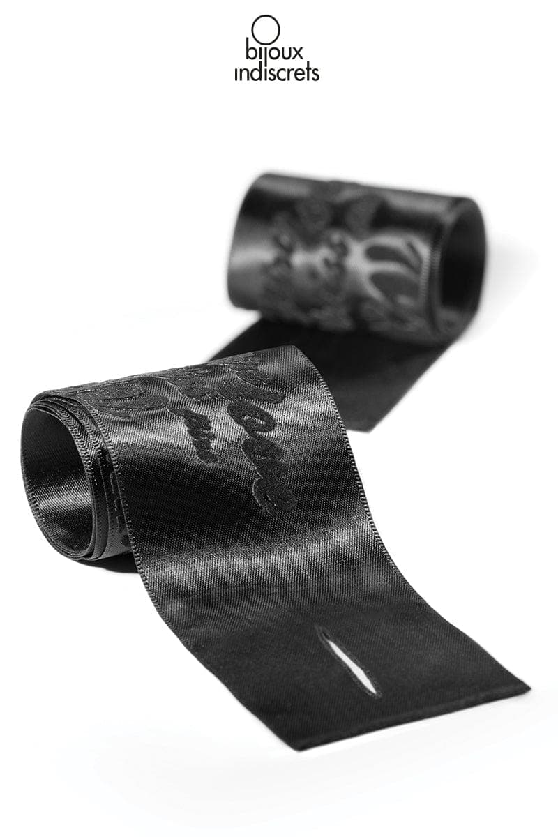 Menottes en satin noir Silky Sensual Handcuffs - Bijoux Indiscrets