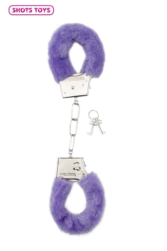 Menottes fantaisie fourrure violette et métal + 2 clés - Shots Toys
